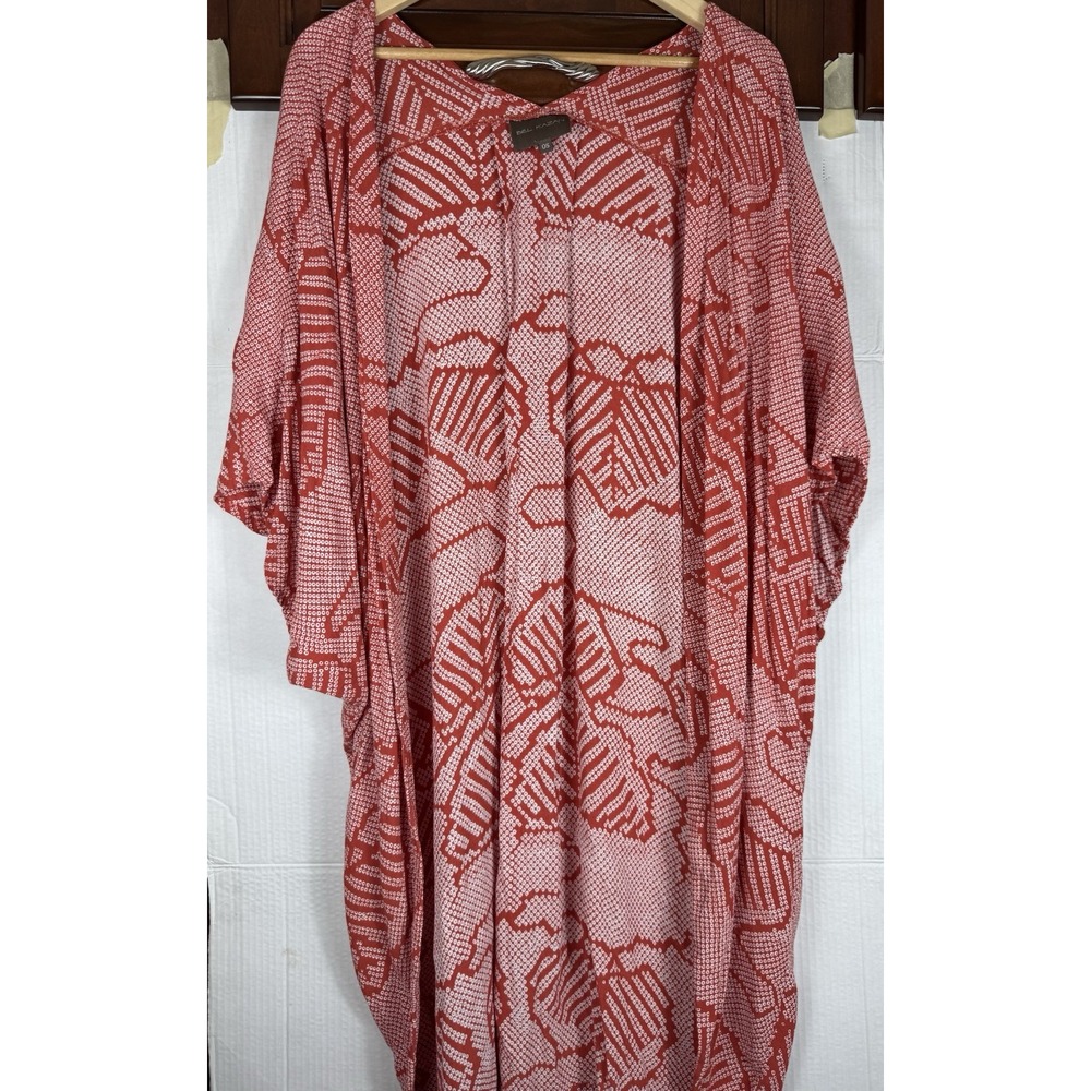 BEL KAZAN Anthropologie Printed Open Front Kimono Topper Cardigan OS